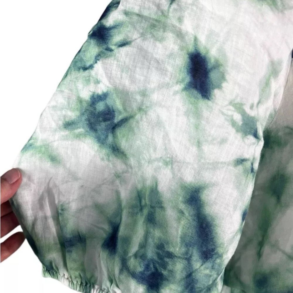 Johnny Was gorgeous green Tie-Dye Puff Sleeve Dress size Large - Picture 5 of 7